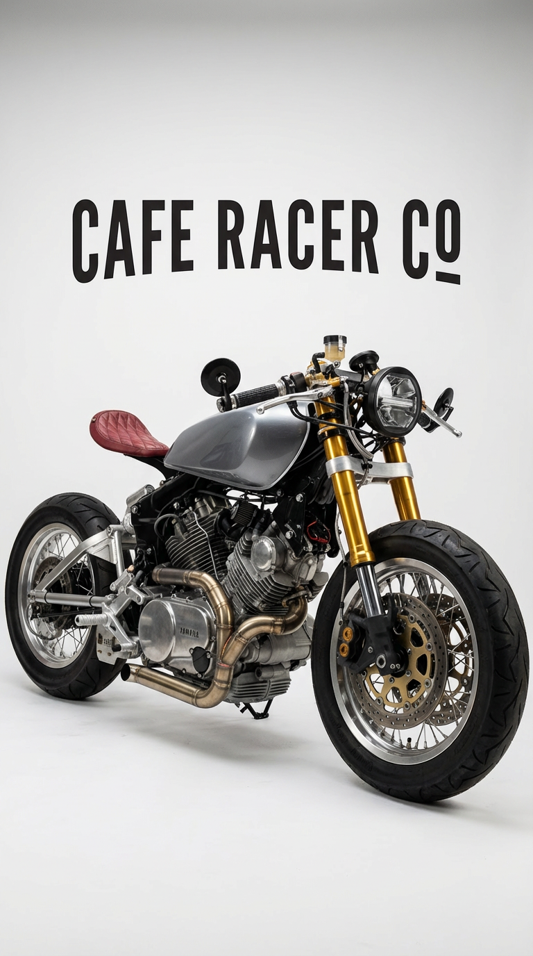 Yamaha XV920 cafe racer build under the Cafe Racer Co. wordmark